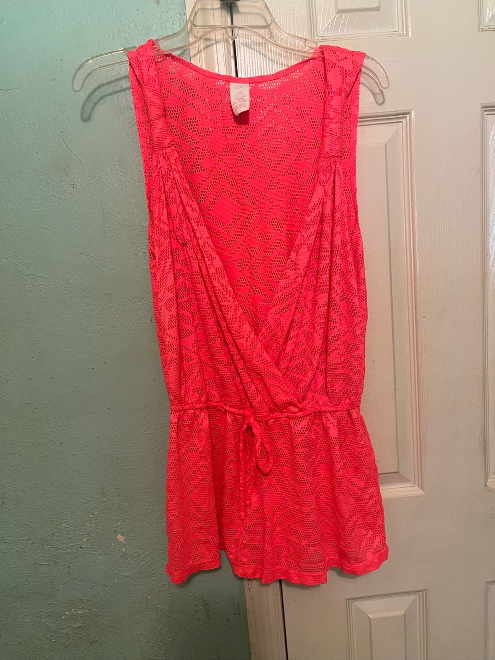 OP Neon Coral Lace Sleeveless Cover-Up